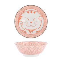 Tokyo Design Studio Ramen Bowl Kawaii Lucky Cat Red, Porcelain, Ø 19.7 × 7 cm, 1 l