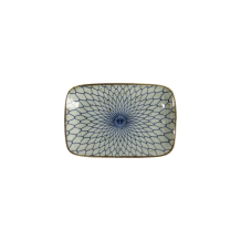 Tokyo Design Studio Sushi-Platte Mashiko Mesh Blue Blau/Weiß, Porzellan, 16,3 × 10,2 cm