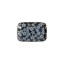 Tokyo Design Studio Rechteckiger Teller Sakura Blue Blau/Weiß, Porzellan, 16,3 × 10,2 cm
