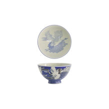 Tokyo Design Studio Reisschale Kawaii Crane Blau, Porzellan, Ø 11,5 × 6 cm, 300 ml