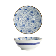 Tokyo Design Studio Nudelschale Japan Flower Blau/Weiß, Porzellan, Ø 19 × 7,5 cm, 1 l