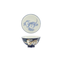 Tokyo Design Studio Reisschale Kawaii Tiger Blau, Porzellan, Ø 11,5 × 6 cm, 300 ml