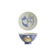 Tokyo Design Studio Reisschale Kawaii Shiba-Dog Blau, Porzellan, Ø 12,5 × 7 cm, 350 ml