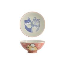 Tokyo Design Studio Rice Bowl Kawaii Shiba-Dog Pink, Porcelain, Ø 14.5 × 6.5 cm, 500 ml
