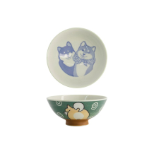Tokyo Design Studio Reis-Schale, Kawaii-Shiba-Dog, Grün, Ø 14.5x6.5cm 500ml
