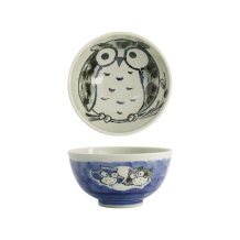 Tokyo Design Studio Rice Bowl Kawaii Owl Blue, Porcelain, Ø 16 × 8 cm, 600 ml