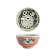 Tokyo Design Studio Rice Bowl Kawaii Owl Pink, Porcelain, Ø 16 × 8 cm, 600 ml