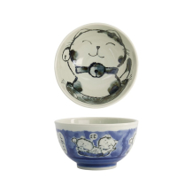 Tokyo Design Studio Reisschale Kawaii Cat Blau, Porzellan, Ø 16 × 8 cm, 600 ml