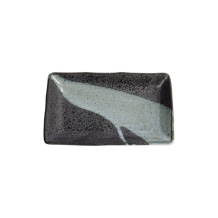 Tokyo Design Studio Großer rechteckiger Teller Kuroao Nagashi Schwarz/Blau, Porzellan, 21 × 13,5 × 2,8 cm