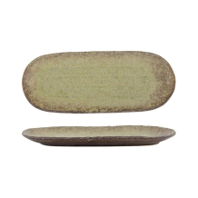 Tokyo Design Studio Oval Serving Platter Chakogashi Green, Porcelain, 28.5 × 11.5 × 2.3 cm