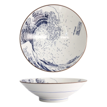 Tokyo Design Studio Ramen Bowl Hokusai Blue/White, Porcelain, Ø 24 × 7.5 cm
