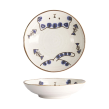 Tokyo Design Studio Teller Kawaii Cat Neko Blau, Porzellan, Ø 21 × 5,2 cm