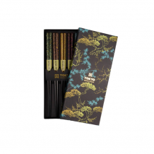 TDS, Chopstick Set, Black Blue, 5 pair, Item No. 21294