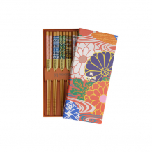 TDS, Chopstick Set, Orange Flower, 5 pair, Item No. 21309