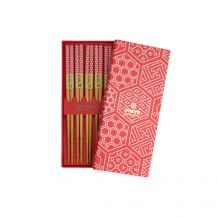 TDS, Chopstick Set, Red Multi Pattern, 5 pair, Item No. 21310