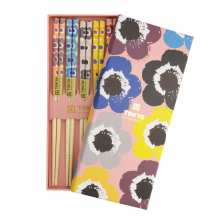 TDS, Chopstick Set, Pinke Blumen, 5 pair, Item No. 21316