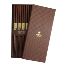 TDS, Chopstick Set, Hexagon Brown, 5 pair, Item No. 21400