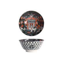 Tokyo Design Studio Rice Bowl Asakusa Matsuri Red/Black, Porcelain, Ø 14.8 × 7 cm, 550 ml