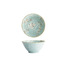 Tokyo Design Studio Rice Bowl Light Blue Sakura, Porcelain, Ø 13 × 6 cm, 350 ml