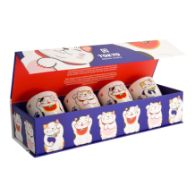 Tokyo Design Studio Becher-Set Kawaii Lucky Cat Weiß, 4-tlg., Porzellan, Ø 7 × 8 cm, 170 ml