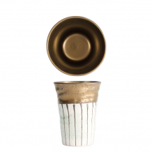 TDS, Teetasse, Schwarzgold mit weißem Streifen, Ø 8,5x11cm, Art.-Nr. 21860