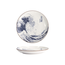 Tokyo Design Studio Teller Hokusai Nami Blau/Weiß, Porzellan, Ø 18,3 cm