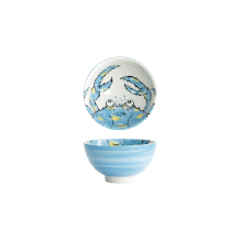 Tokyo Design Studio Rice Bowl Seafood Crab Light Blue, Porcelain, Ø 11.2 × 6.2 cm, 300 ml