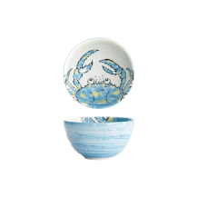 Tokyo Design Studio Bowl Seafood Crab Light Blue, Porcelain, Ø 13.2 × 7.3 cm, 500 ml