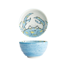Tokyo Design Studio Rice Bowl Seafood Crab Light Blue, Porcelain, Ø 15.8 × 8.1 cm, 950 ml
