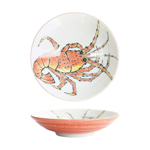 Tokyo Design Studio Deep Plate Seafood Lobster Red, Porcelain, Ø 21.7 × 5.2 cm, 900 ml