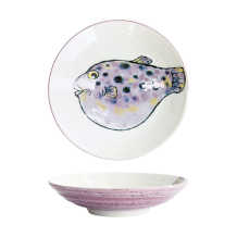 Tokyo Design Studio Deep Plate Seafood Fugu Purple, Porcelain, Ø 21.7 × 5.2 cm, 900 ml
