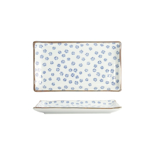 Tokyo Design Studio Sushi-Platte Japan Flower Mizu Weiß/Blau, Porzellan, 21 × 13,5 cm