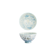 Tokyo Design Studio Rice Bowl Kawaii Funny Cat Blue, Porcelain, Ø 11.5 × 6 cm, 300 ml