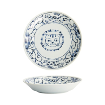 Tokyo Design Studio Shallow Bowl Neko Maruke Cat White/Grey, Porcelain, Ø 20.7 × 3.8 cm