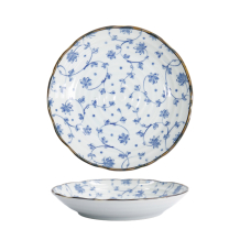 TDS, Plate, Natsu Karakusa, Blue/White, Ø22x4cm, Item No. 22312