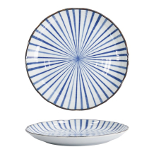 Tokyo Design Studio Plate Natsu Tokusa Blue/White, Porcelain, Ø 24.7 × 3 cm