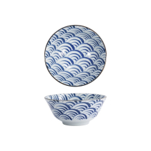 Tokyo Design Studio Tayo Bowl Natsu Nami Blue/White, Porcelain, Ø 15.2 × 6.7 cm, 500 ml