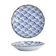 Tokyo Design Studio Plate Natsu Nami Blue/White, Porcelain, Ø 22 × 4 cm
