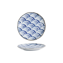Tokyo Design Studio Teller Natsu Nami Blau/Weiß, Porzellan, Ø 16,5 × 2 cm