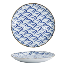 Tokyo Design Studio Plate Natsu Nami Blue/White, Porcelain, Ø 24.7 × 3 cm
