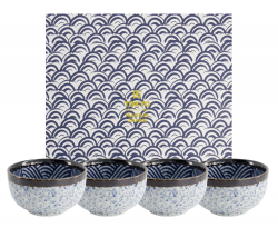 TDS, 4 Bowls Set, Aisai Seigaiha, Ø 12.7 x 7 cm, Item No. 22513
