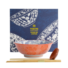 TDS, Ramen Bowl in Gift Box, Mixed Bowls Sakura, 3pcs, Ø 19.7x7cm 1000ml, Item No. 22540