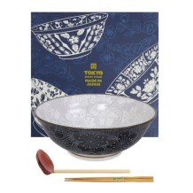 TDS, Ramen Bowl in Gift Box, Mixed Bowls Sakura, 3pcs, Ø 19.7x7cm 1000ml, Item No. 22541