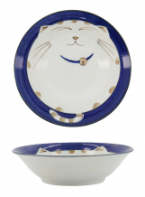 TDS, Rice Bowl, Kawaii Cat Neko, Blue, Ø 16.5 cm 450 ml - Item No. 2471