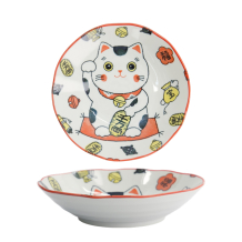 TDS, Pasta Plate, Kawaii Lucky Cat Neko, Red, Ø 21x 5 cm, Item No. 33013