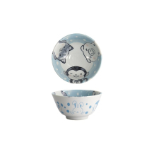 Tokyo Design Studio Rice Bowl Kawaii Animal Blue, Porcelain, Ø 12 × 6.4 cm, 300 ml