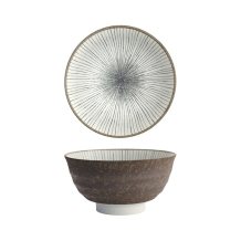 Tokyo Design Studio Tayo Bowl Satomaki Tokusa Brown/White, Porcelain, Ø 17 × 9 cm, 900 ml