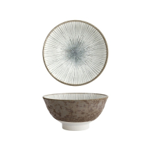 Tokyo Design Studio Rice Bowl with Rim Satomaki Tokusa Brown/White, Porcelain, Ø 16 × 7.5 cm, 600 ml