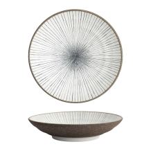 Tokyo Design Studio Tiefer Teller Satomaki Tokusa Braun/Weiß, Porzellan, Ø 23 × 5 cm