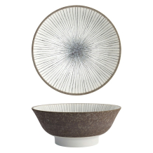 Tokyo Design Studio Ramen Bowl Satomaki Tokusa Brown/White, Porcelain, Ø 21.5 × 9 cm, 1.3 l